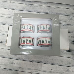 Holiday Christmas Porcelain Napkin Rings Crofton 4pc Nutcracker Tree